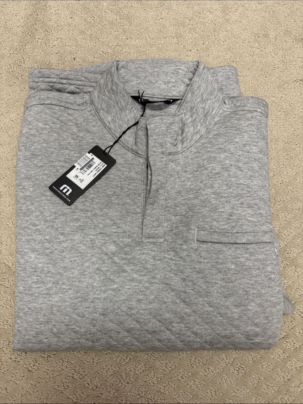 NWT Travis Mathew Men's Quilted Half-Zip Pullover Shirt - Grey